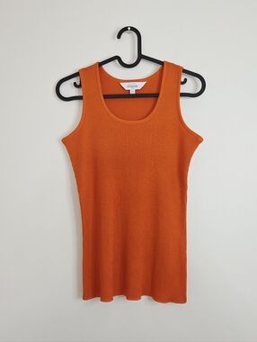 Exclusively Misook Orabge Ribbed Knit Tank Top XSP Petite XS
